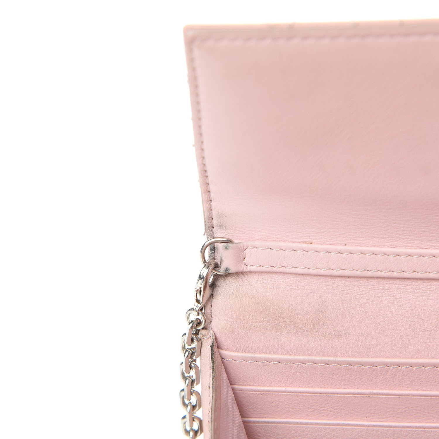 Christian Dior Patent Cannage Lady Dior Rendezvous Wallet On Chain Pink 16 of 20