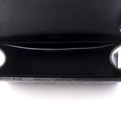 Saint Laurent Grain De Poudre Textured Mixed Matelasse Triquilt Medium Monogram Satchel Black 4 of 9