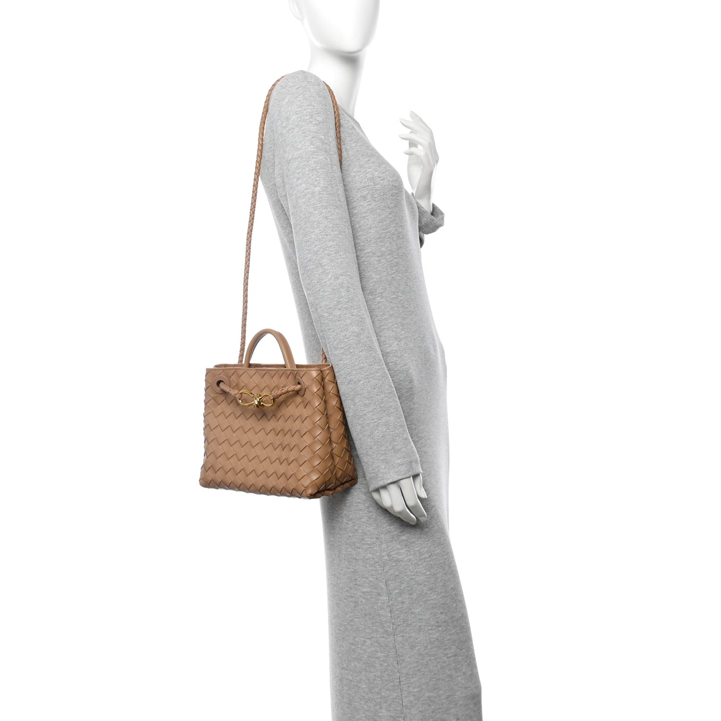 Nappa Intrecciato Small Andiamo Shoulder Bag Biscuit