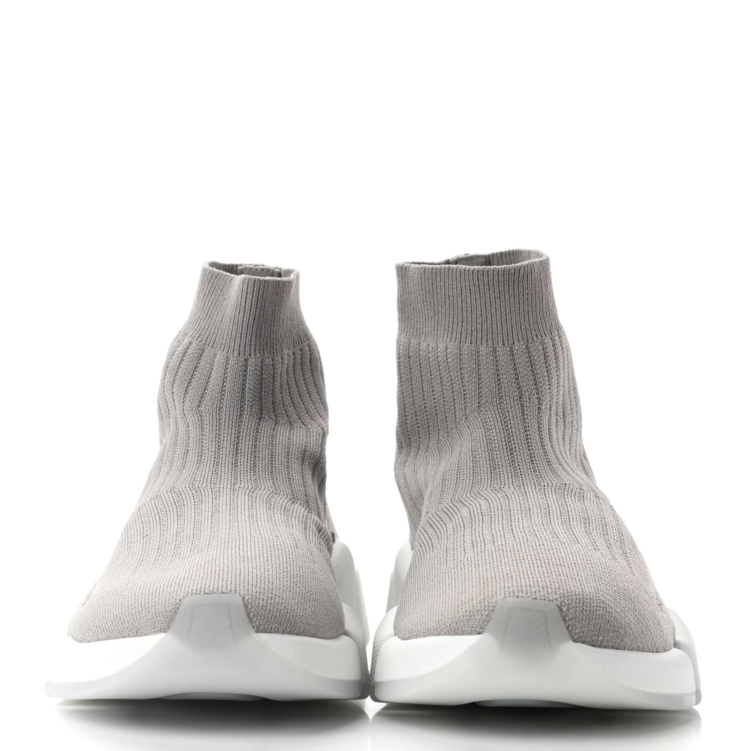 Balenciaga Ribbed Knit Womens Speed 2.0 Transparent Sole Sneakers 39 Baltic Grey White 2 of 7