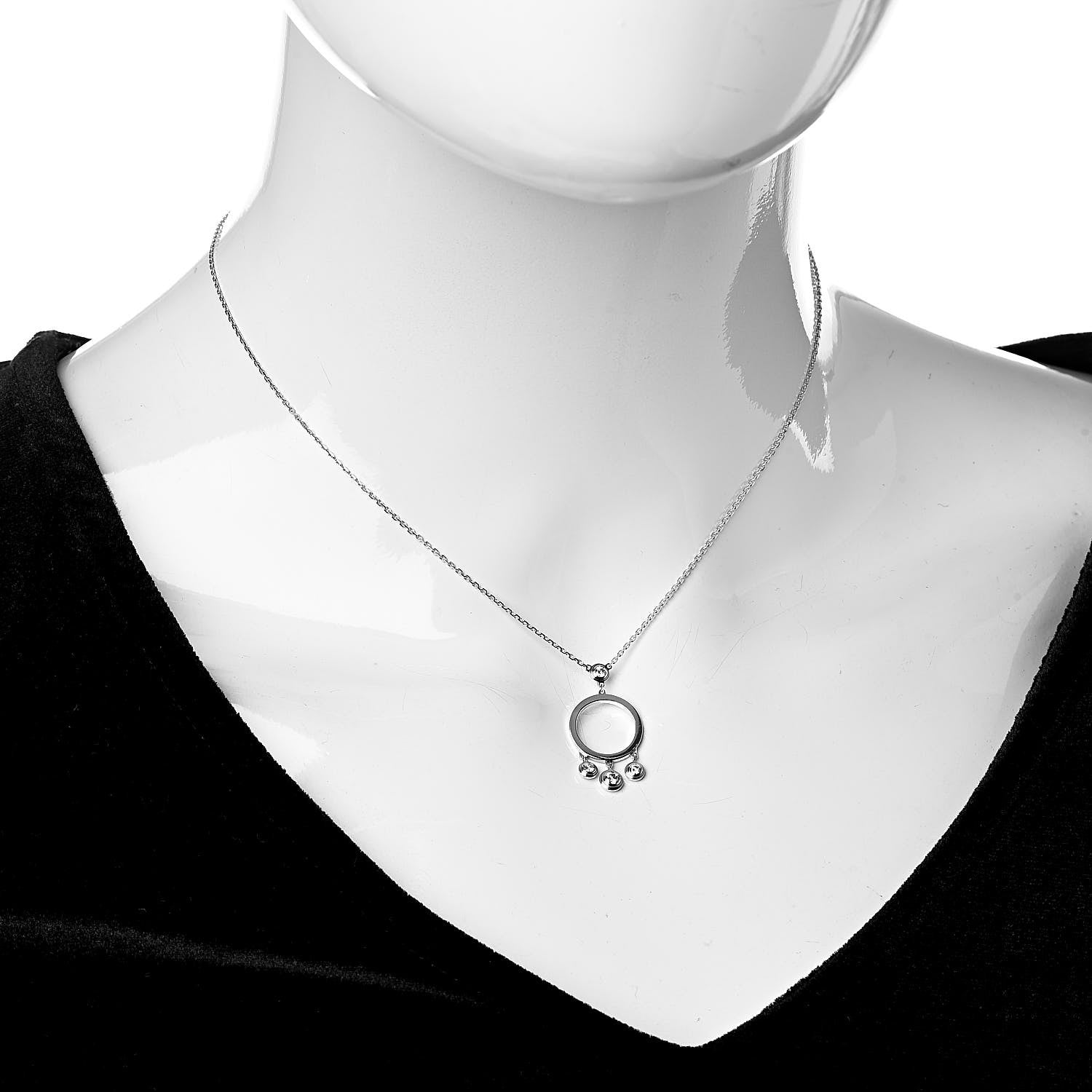 Cartier 18K White Gold Diamond D'Amour Circle Pendant Necklace 2 of 6
