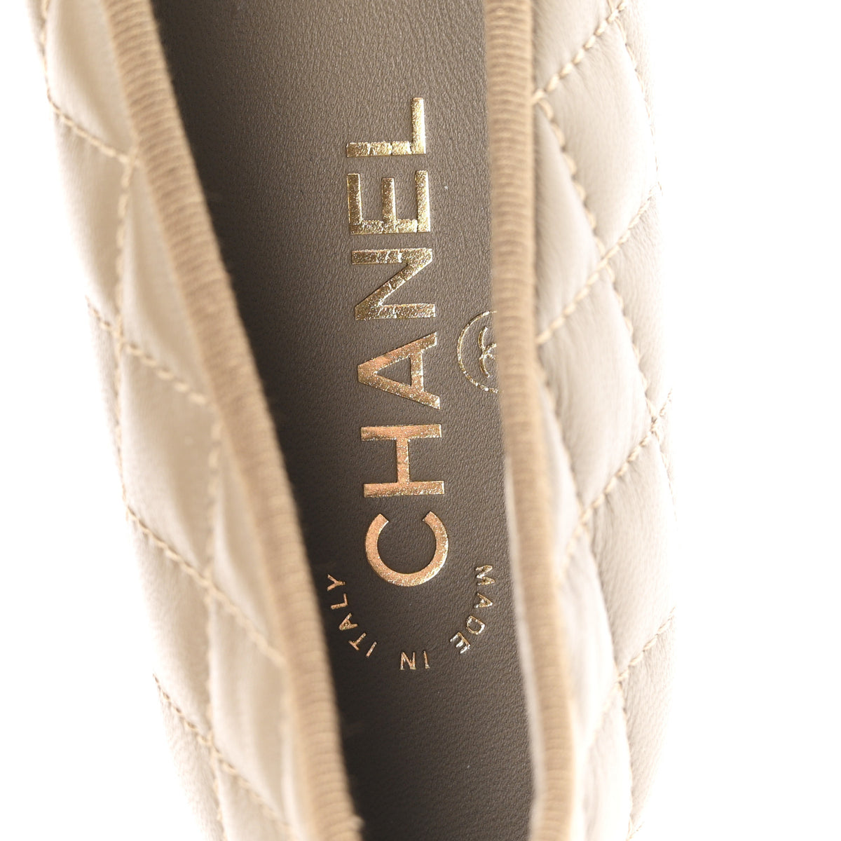 Lambskin Quilted CC Cap Toe Ballerina Flats 36.5 Dark Brown