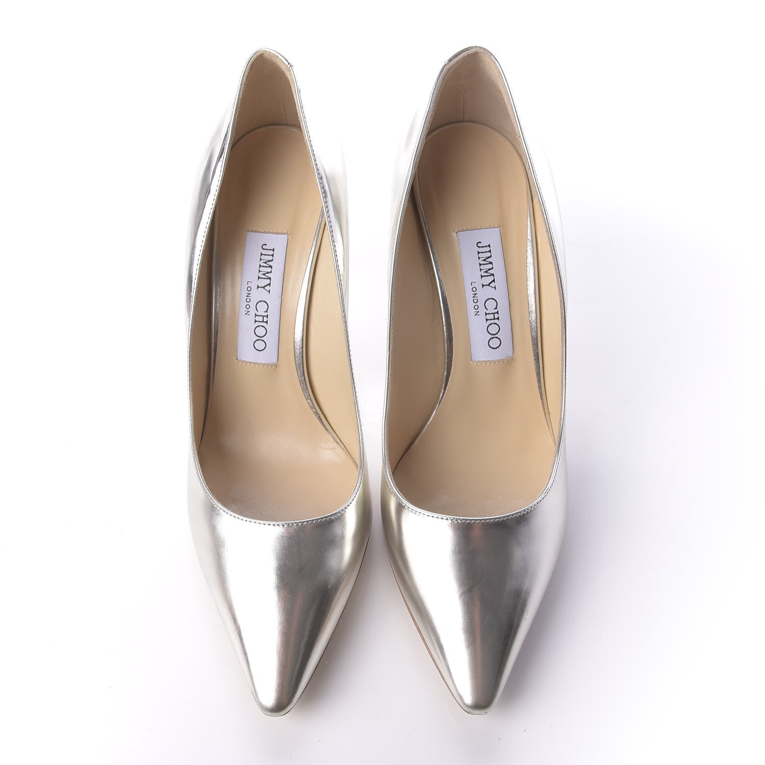 Jimmy Choo Mirror Calfskin Romy 85 Pumps 37.5 Silver 6 of 13