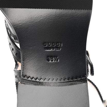 Gucci Calfskin Bee Embroidered Womens Queercore Brogue Wingtip Monk Strap Loafers 38.5 Black 6 of 8