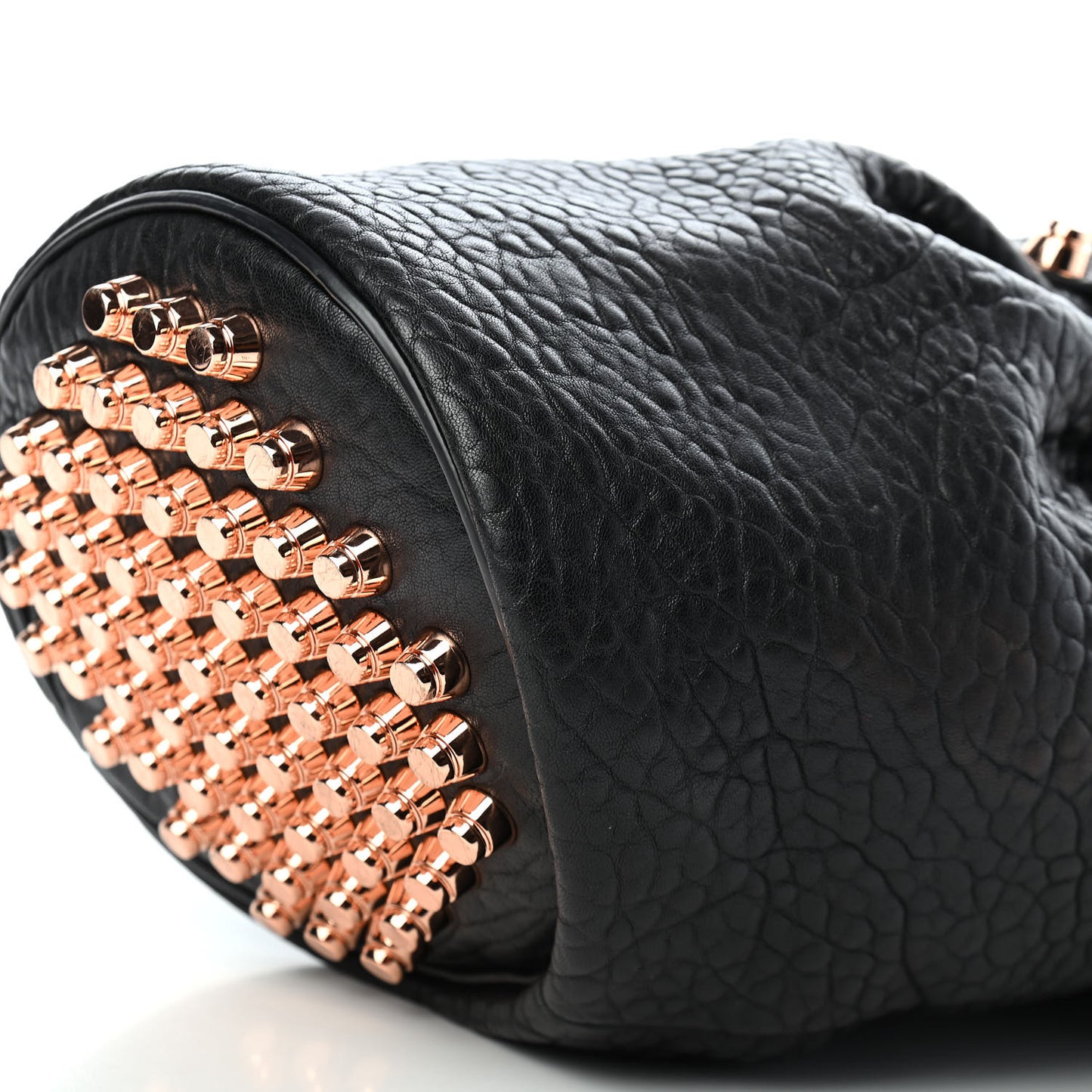 Pebbled Lambskin Diego Bucket Black Rose Gold Hardware