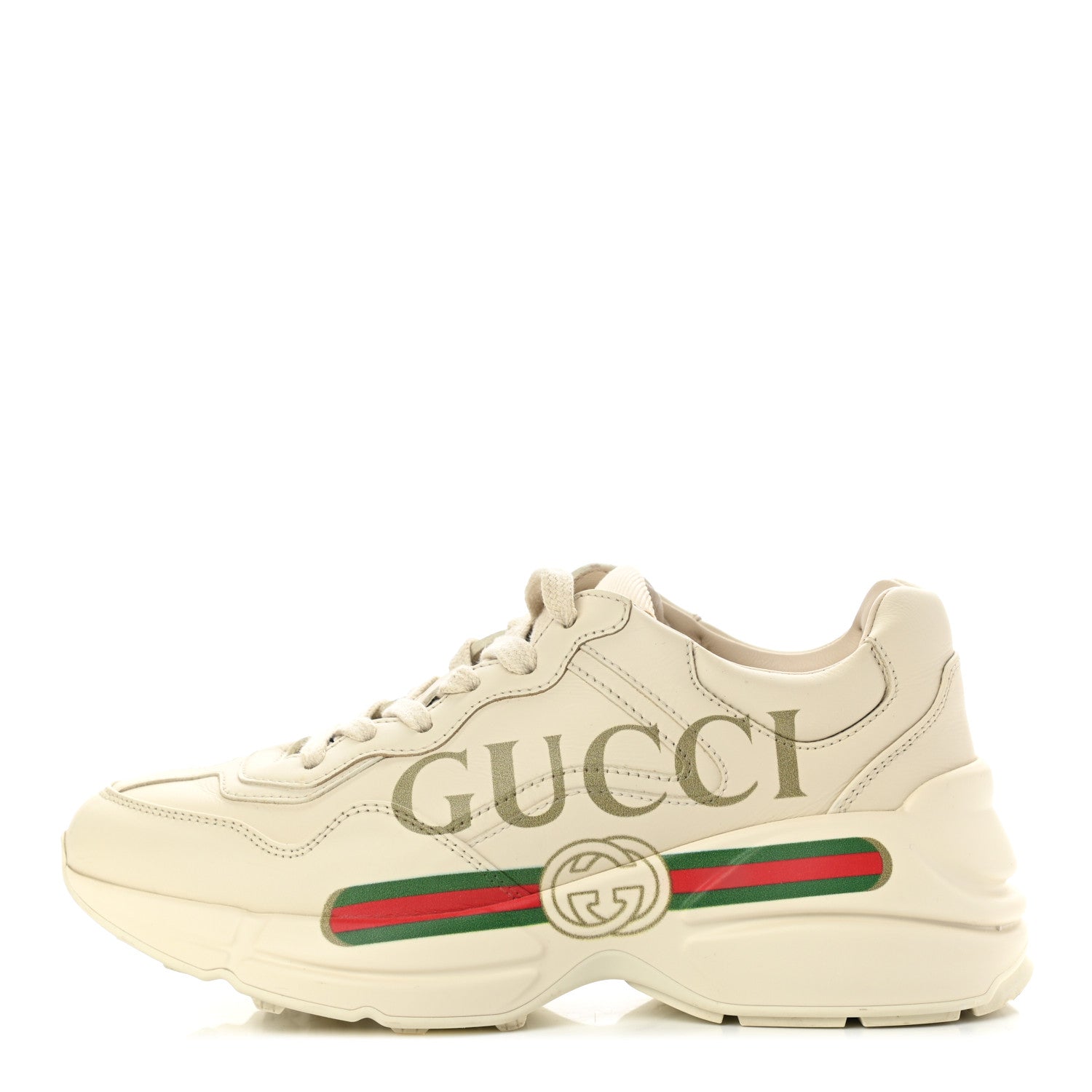 Gucci Calfskin Logo Womens Rhyton Sneakers 35.5 Ivory 1 of 11