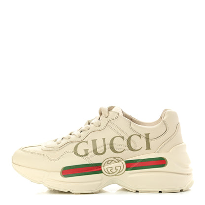 Gucci Calfskin Logo Womens Rhyton Sneakers 35.5 Ivory 1 of 11