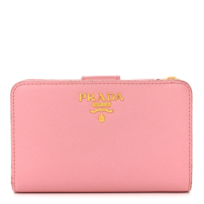 Prada Saffiano Metal Compact Wallet Peonia Petalo 1 of 11