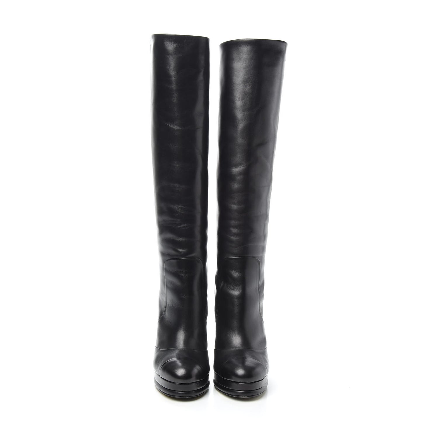 Calfskin Knee High Boots 37.5 Black