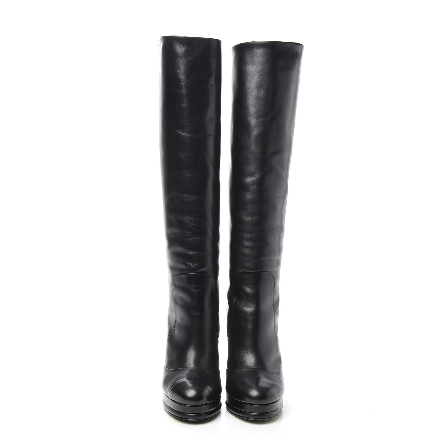 Chanel Calfskin Knee High Boots 37.5 Black 2 of 6