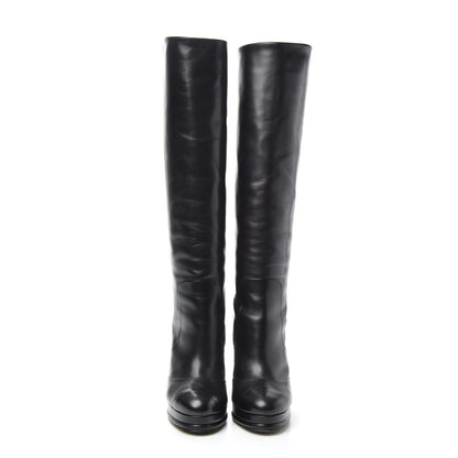 Chanel Calfskin Knee High Boots 37.5 Black 2 of 6