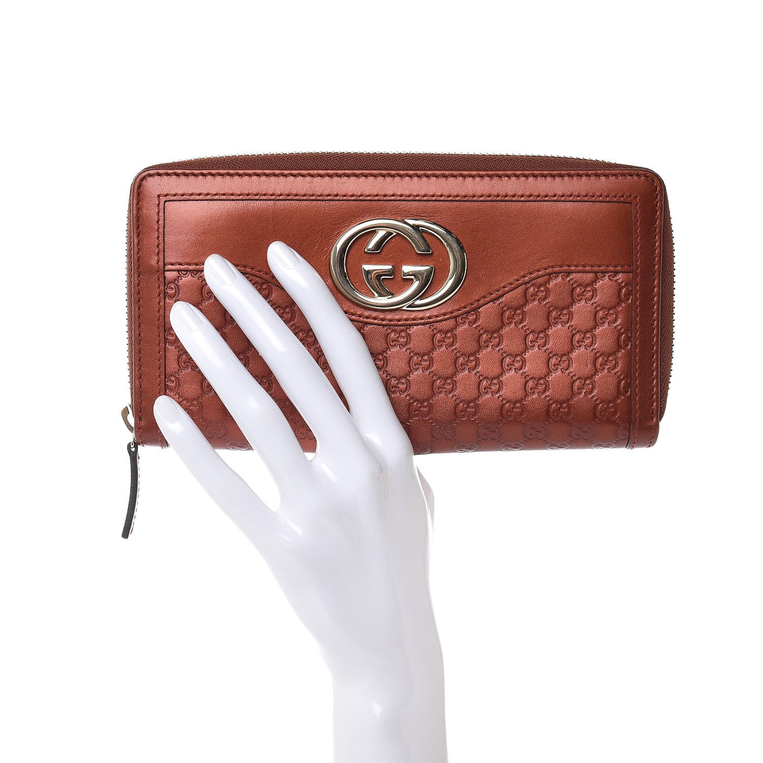 Gucci Metallic Microguccissima Sukey Zip Around Wallet Burnt Orange 2 of 9