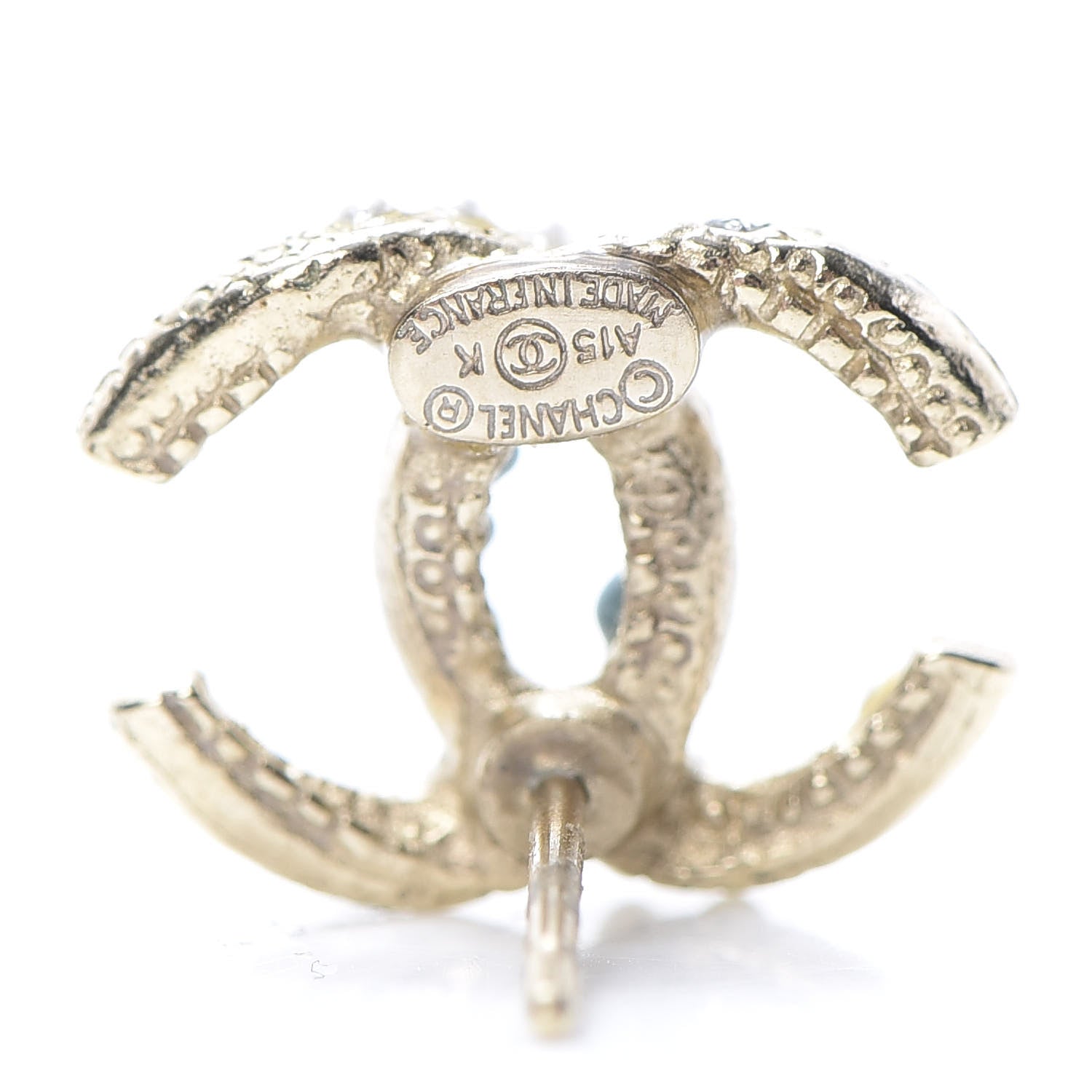 Chanel Pearl CC Earrings Light Gold 4 of 4