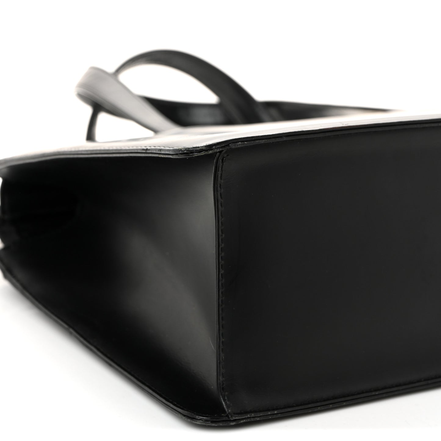 Glazed Calfskin House Check Briefcase Black
