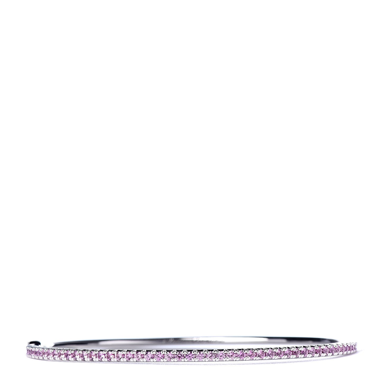 18K White Gold Pink Sapphire Metro Hinged Bangle L