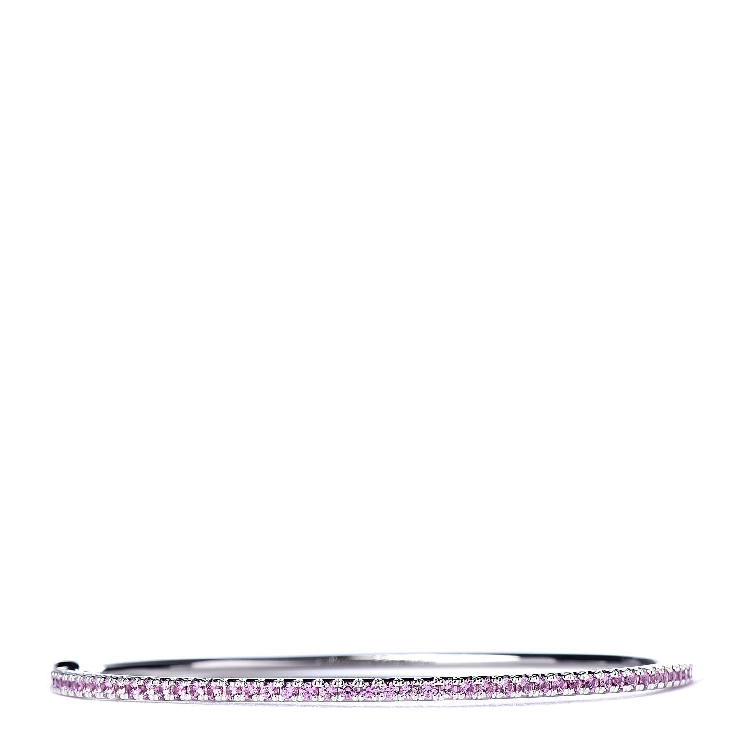 Tiffany 18K White Gold Pink Sapphire Metro Hinged Bangle L 1 of 5