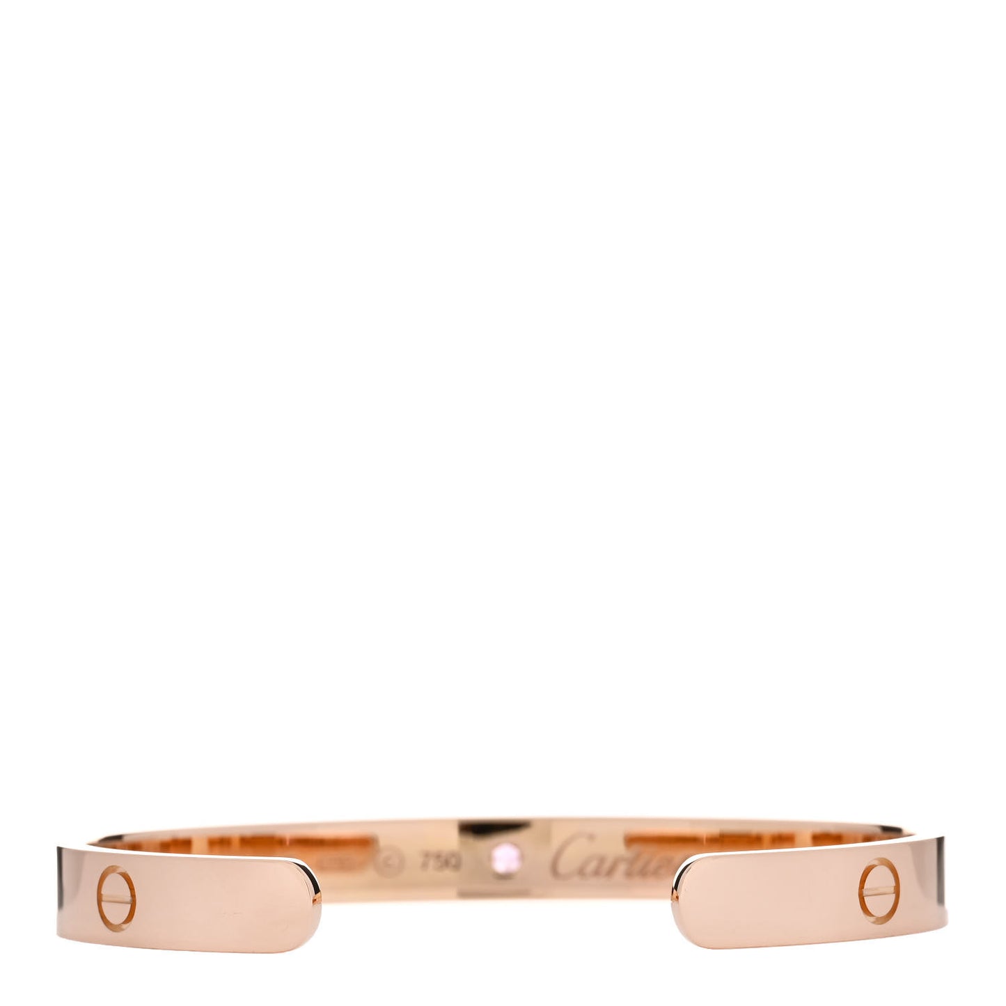 18K Pink Gold Pink Sapphire LOVE Cuff Bracelet 17