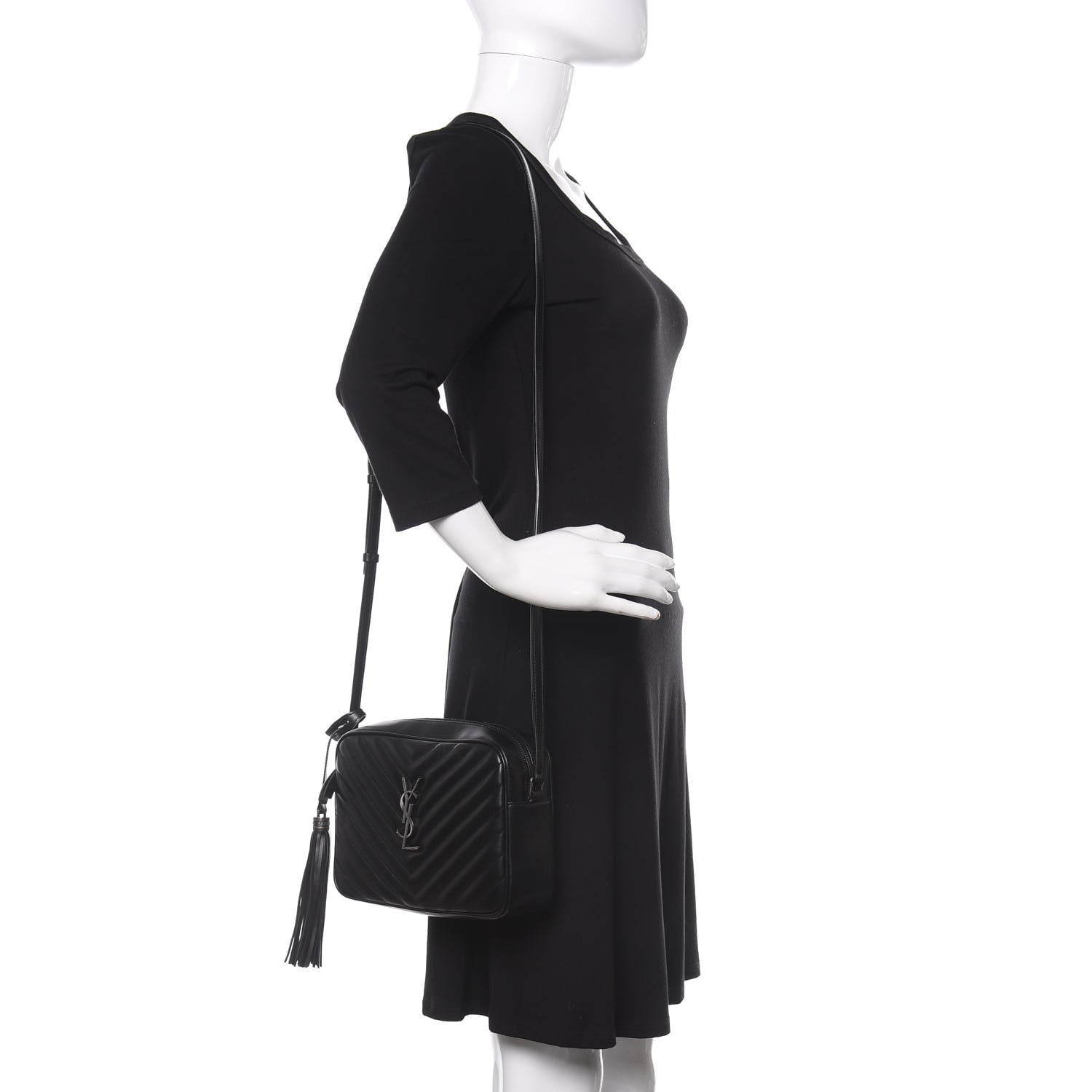 Saint Laurent Calfskin Matelasse Monogram Lou Camera Bag Black 2 of 12