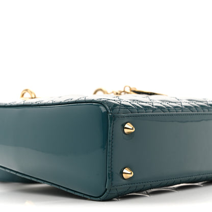 Christian Dior Patent Cannage Small Lady Dior Turquoise 9 of 13