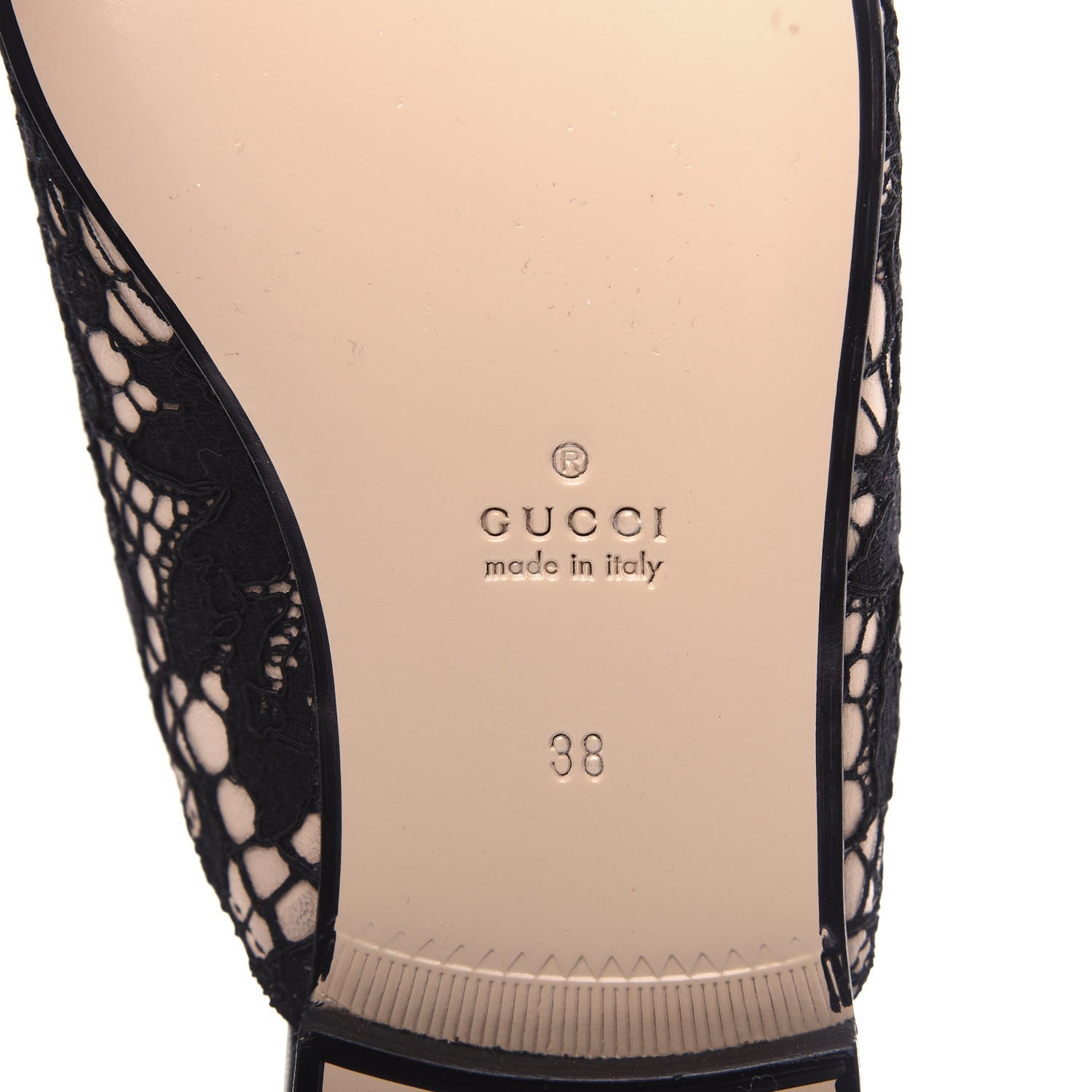 Gucci Lace Malaga Kid Womens Princetown Slippers 36 Black Skin Rose 9 of 11