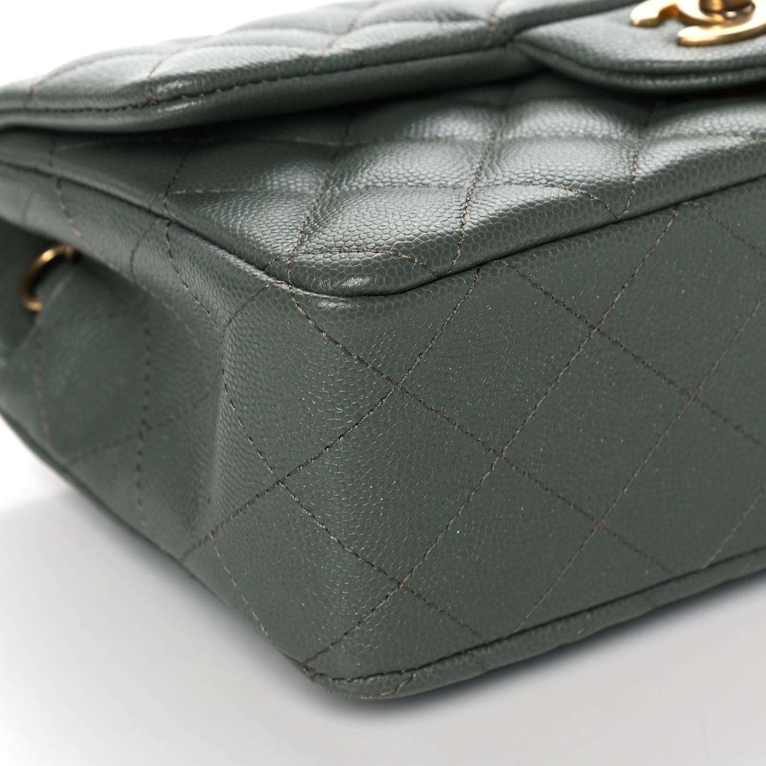 Chanel Iridescent Caviar Quilted Mini Rectangular Flap Green 9 of 11
