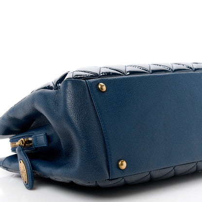 Chanel Patent Goatskin Quilted Small CC Eyelet Tote Blue 13 of 15