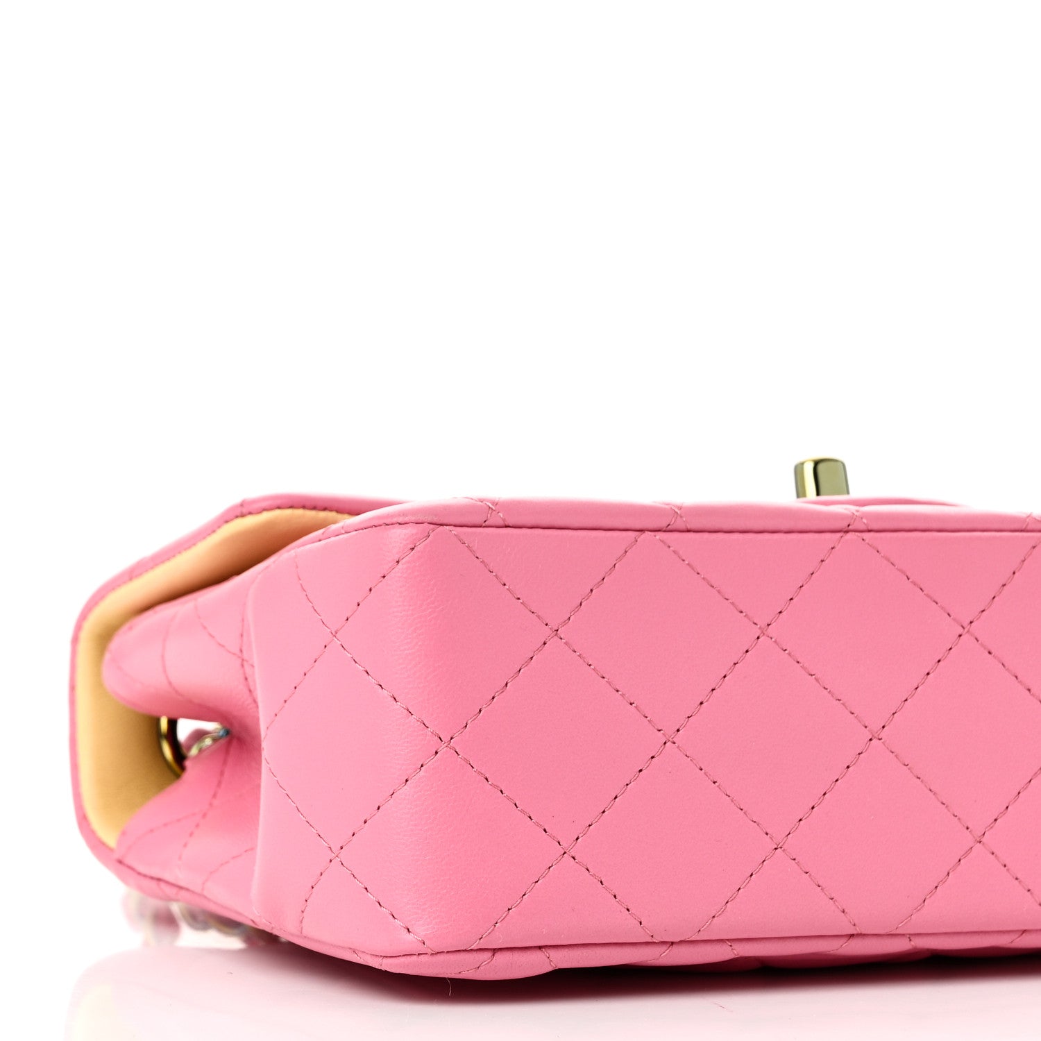 Chanel Lambskin Quilted Mini Rectangular Flap Pink Yellow 9 of 11