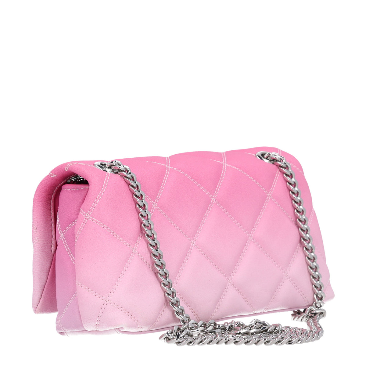 Quilted Dual Chain Small Shoulder Bag  Pink