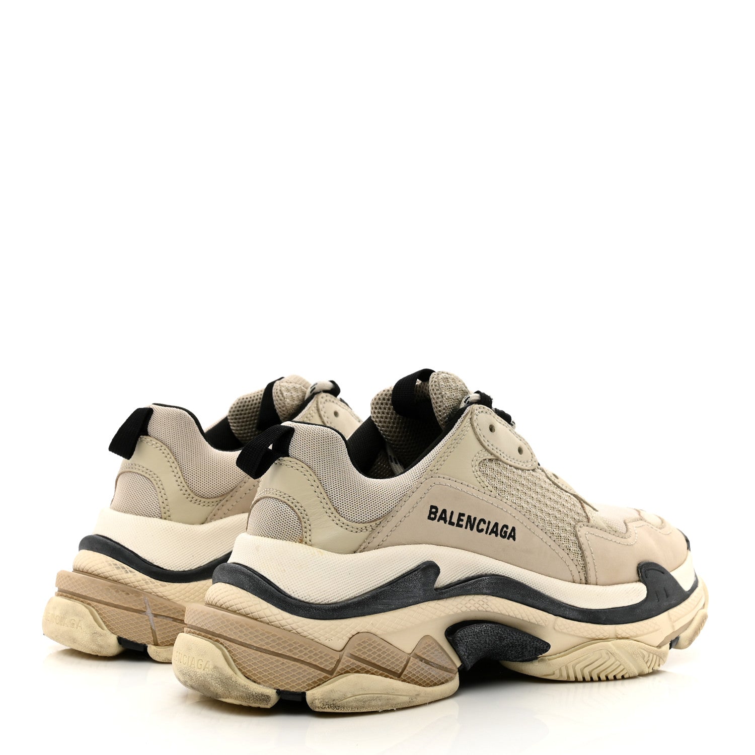 Balenciaga Fabric Mesh Womens Triple S Sneakers 40 Beige Black 4 of 7