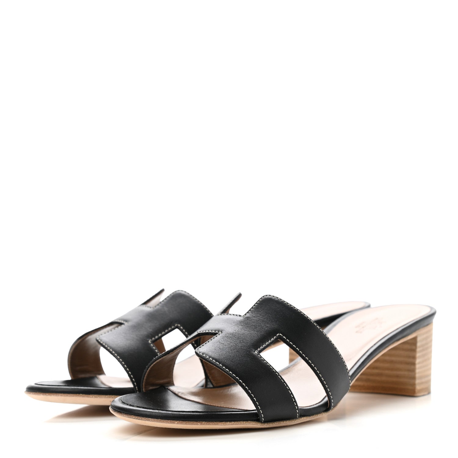Hermes Calfskin Oasis Sandals 38 Black 3 of 9