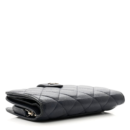 Chanel Caviar Quilted CC French Wallet Navy 4 of 12