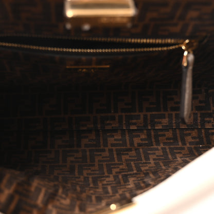 Fendi Vitello Seta Suede FF Mini Peekaboo Iconic Satchel  Uovo Sigaro Marrone 5 of 9