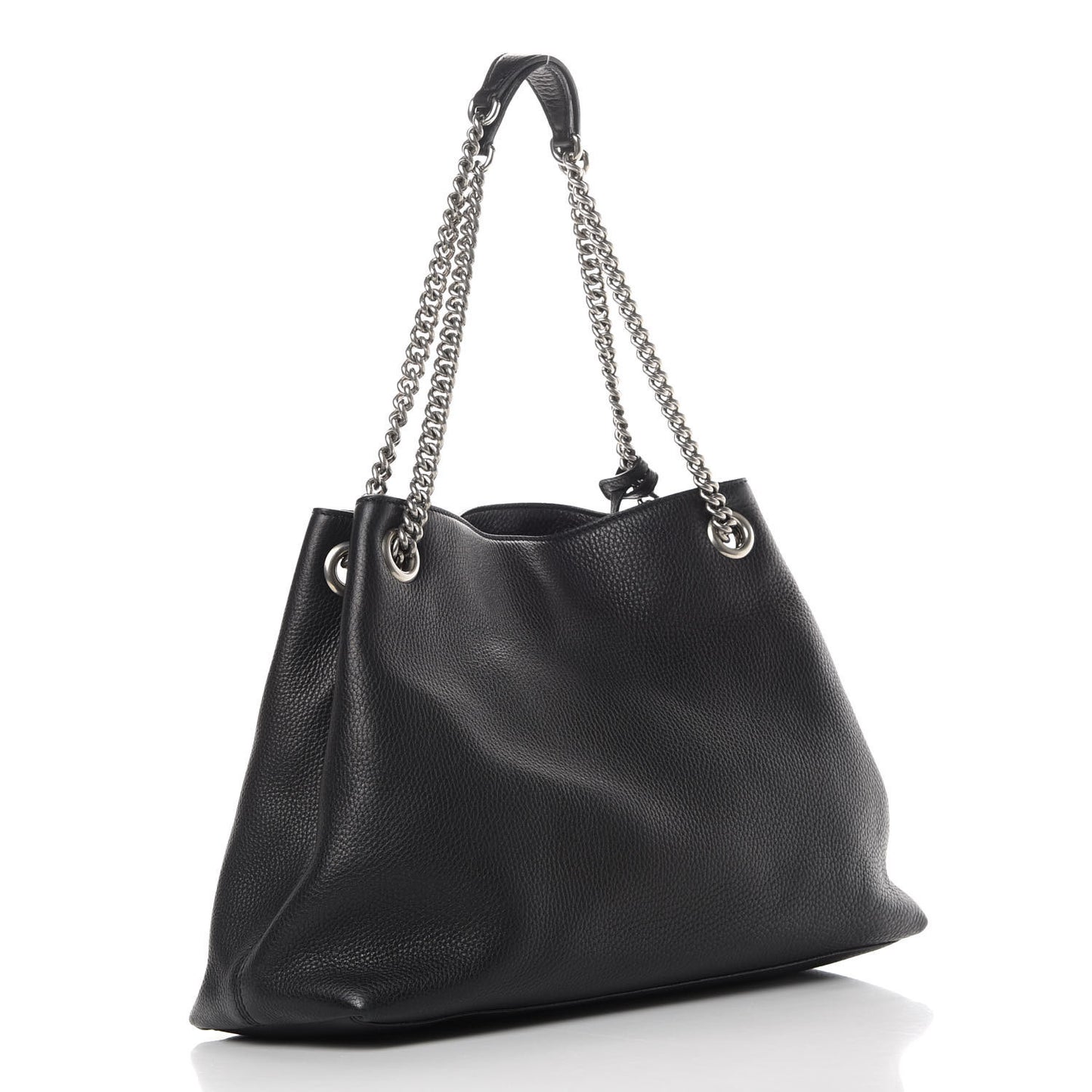 Pebbled Calfskin Studded Medium Soho Chain Shoulder Bag Black
