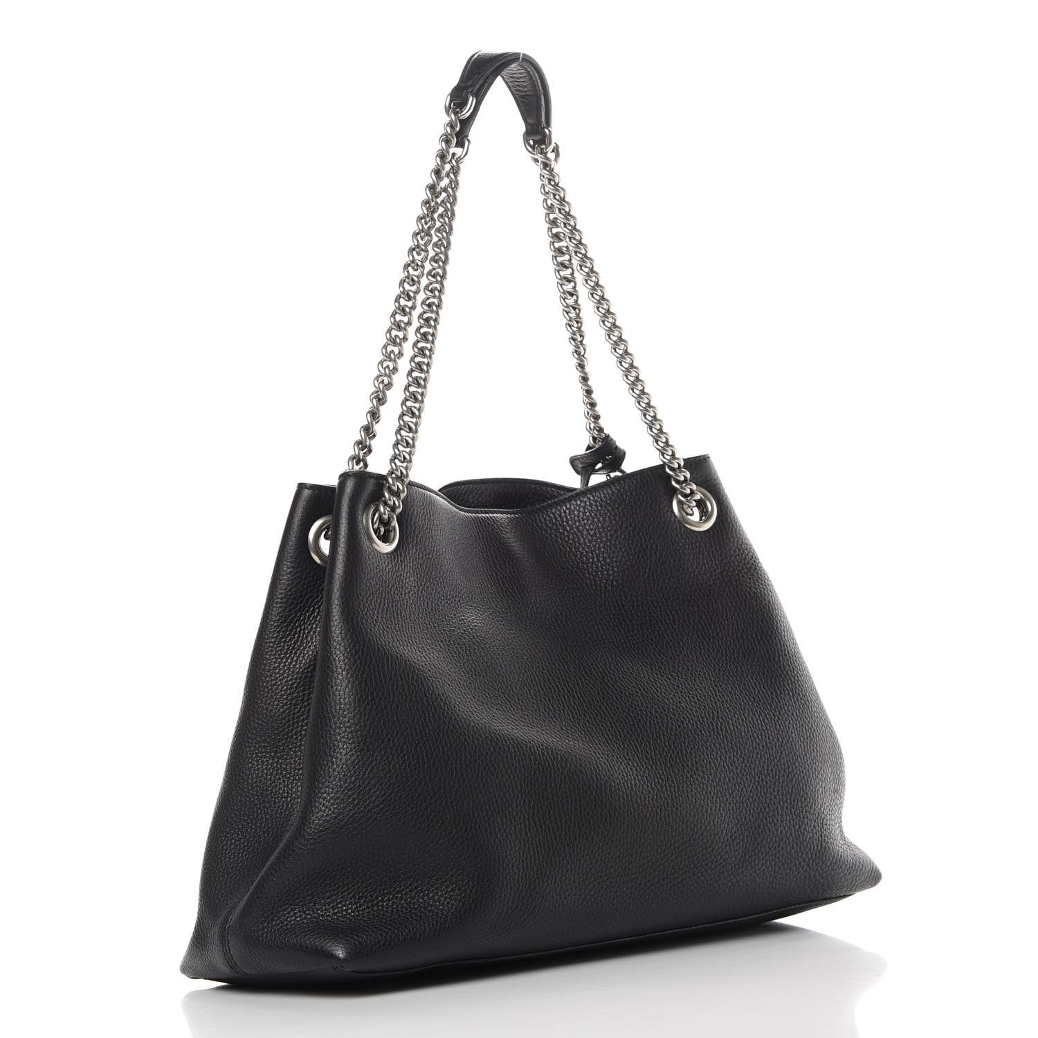 Gucci Pebbled Calfskin Studded Medium Soho Chain Shoulder Bag Black 3 of 12