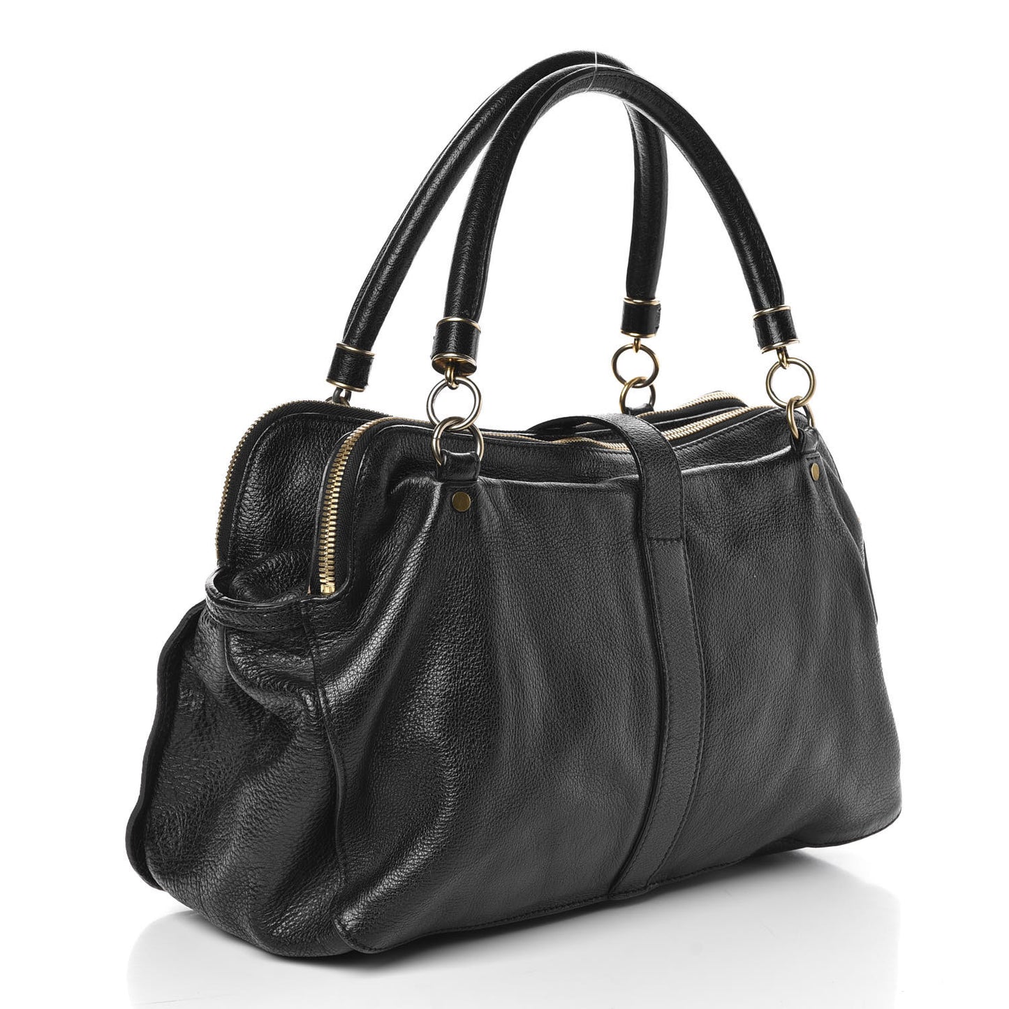 Grainy Calfskin Creighton Satchel Black