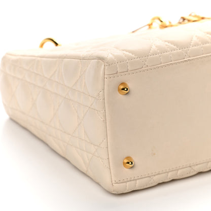 Christian Dior Lambskin Cannage Medium Lady Dior Light Beige 7 of 13