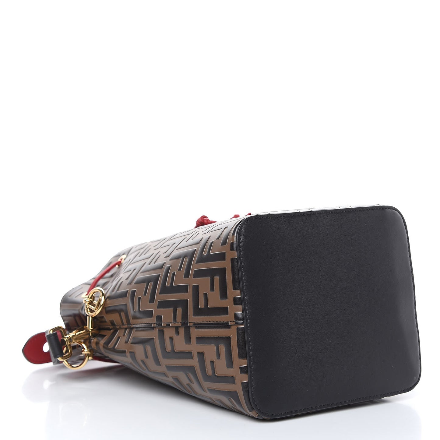 Vitello Grace F is Fendi Bi-Color FF 1974 Embossed Grande Mon Tresor Bucket Bag Maya Black Fragola