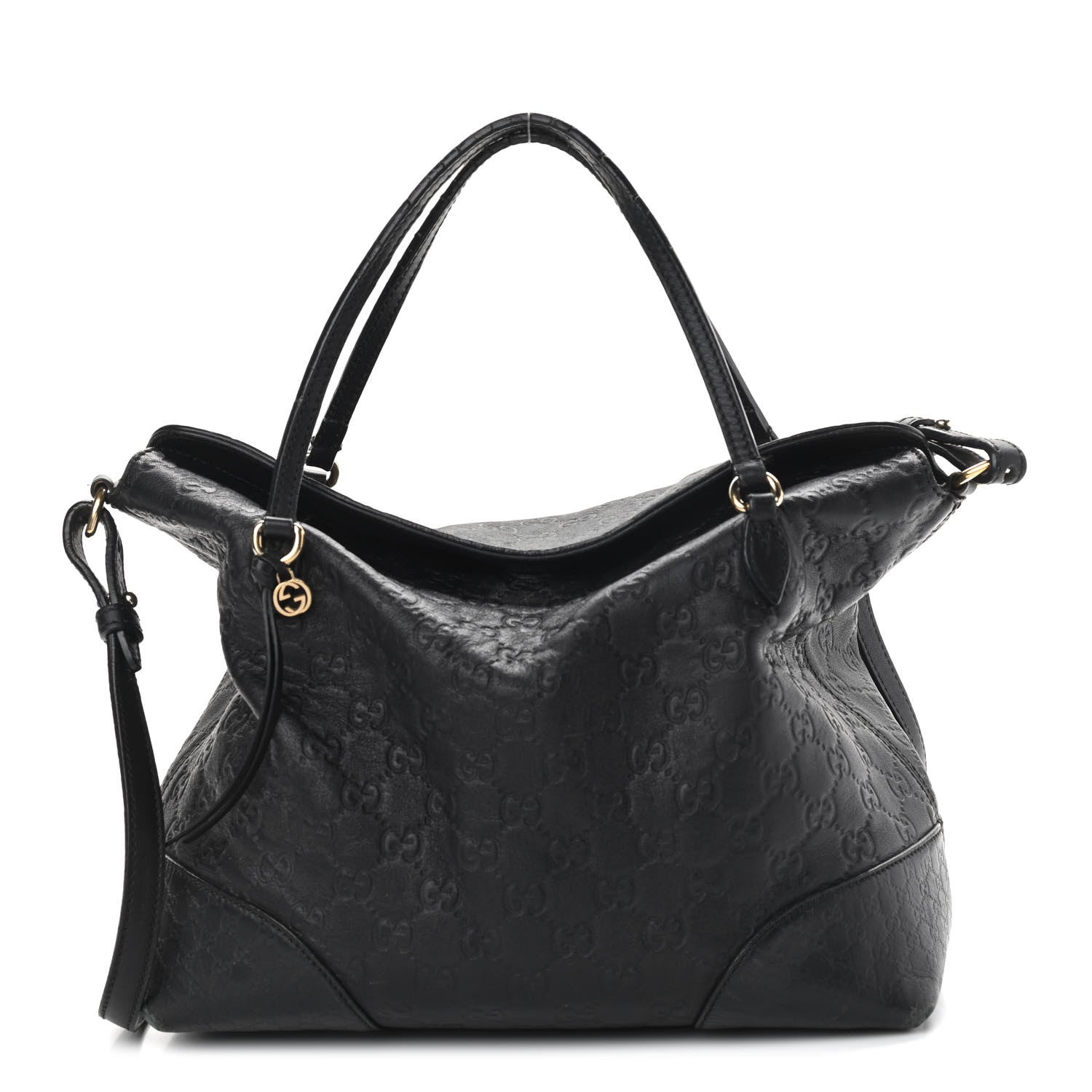 Gucci Guccissima Medium Bree Foldover Tote Black 1 of 15