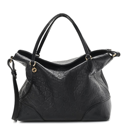 Gucci Guccissima Medium Bree Foldover Tote Black 1 of 15