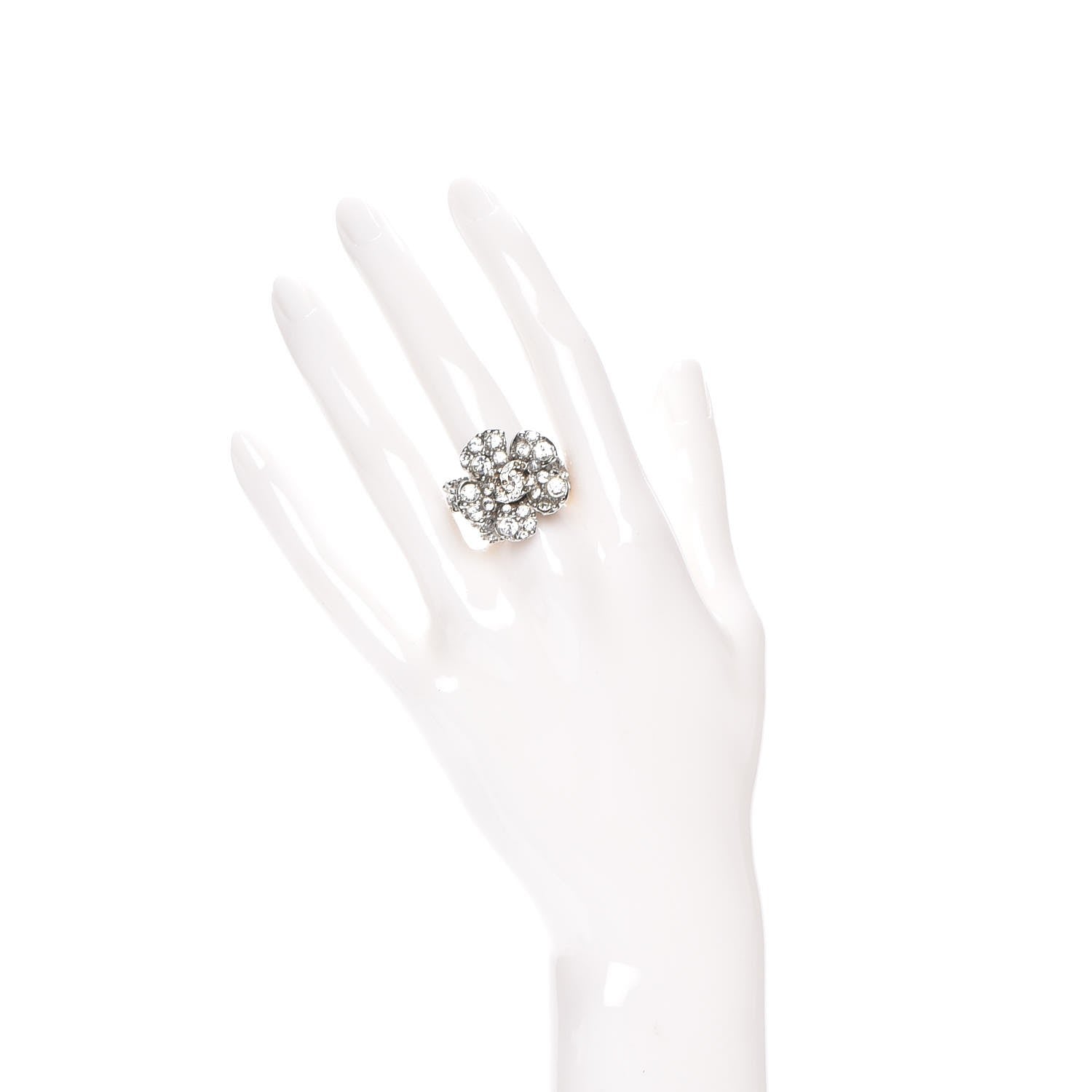 Chanel Swarovski Crystal Camellia Ring 2 of 5