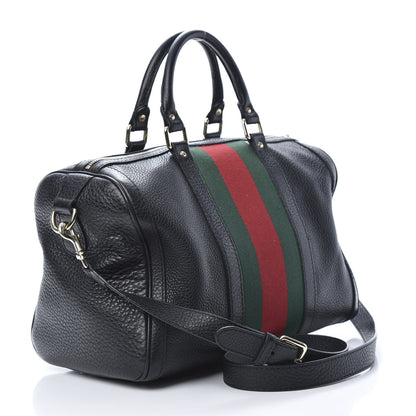 Gucci Calfskin Vintage Web Medium Boston Black 3 of 15