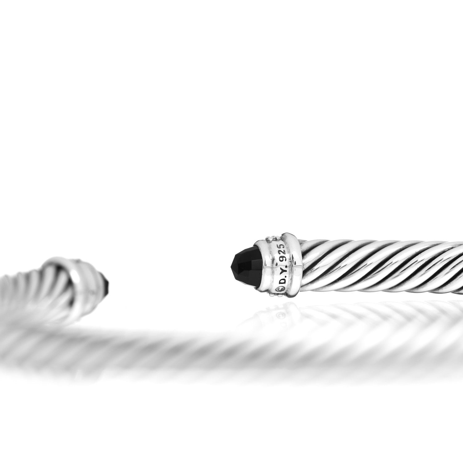 David Yurman Sterling Silver Diamond Black Onyx 5mm Cable Classics Bracelet 4 of 4