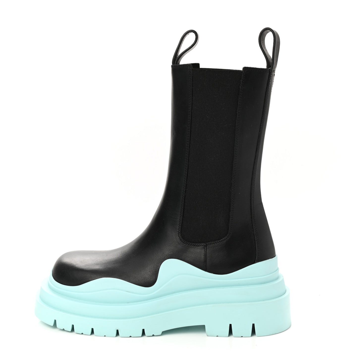 Calfskin The Tire Chelsea Boots 36 Black Pale Blue