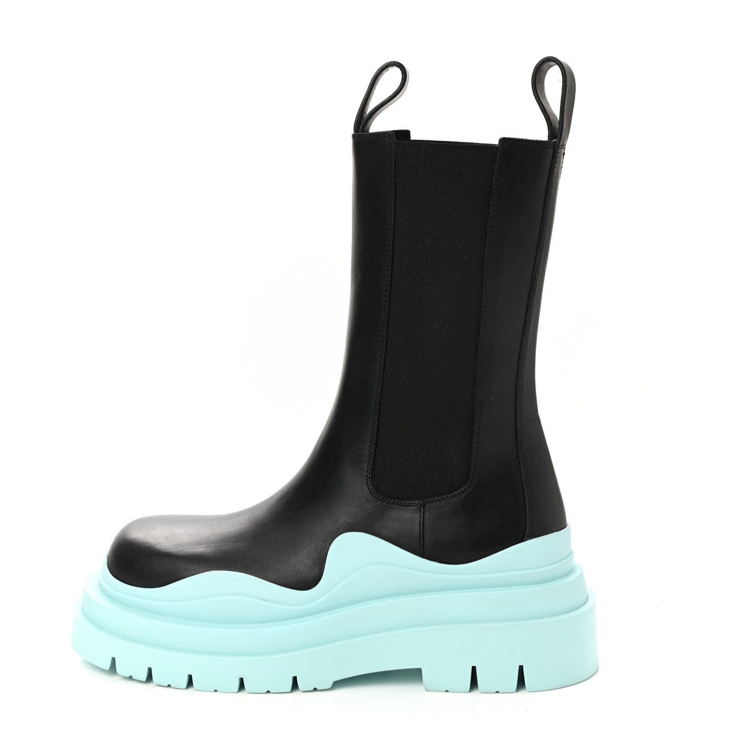 Bottega Veneta Calfskin The Tire Chelsea Boots 36 Black Pale Blue 1 of 7