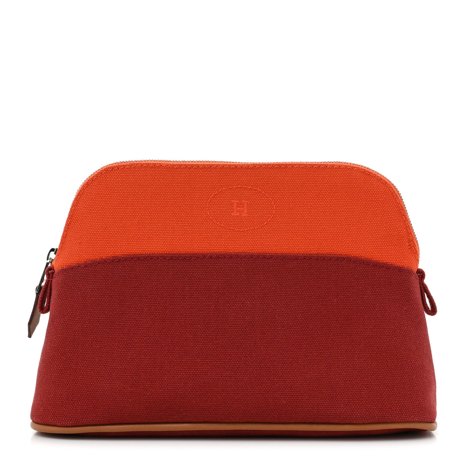 Hermes Cotton Canvas Mini Bolide Travel Cosmetic Pouch Feu Tomette 1 of 12