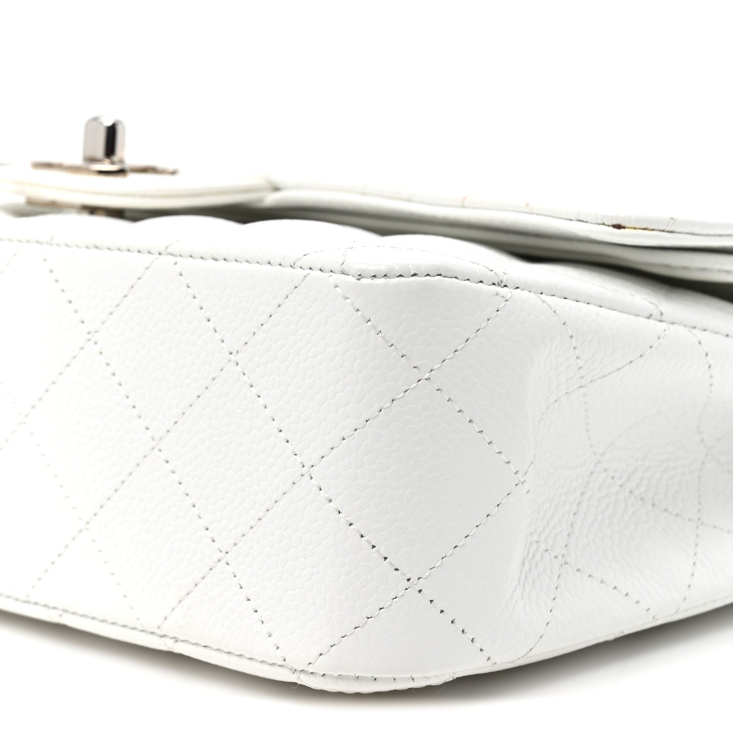 Chanel Caviar Quilted Medium Double Flap White 9 of 13