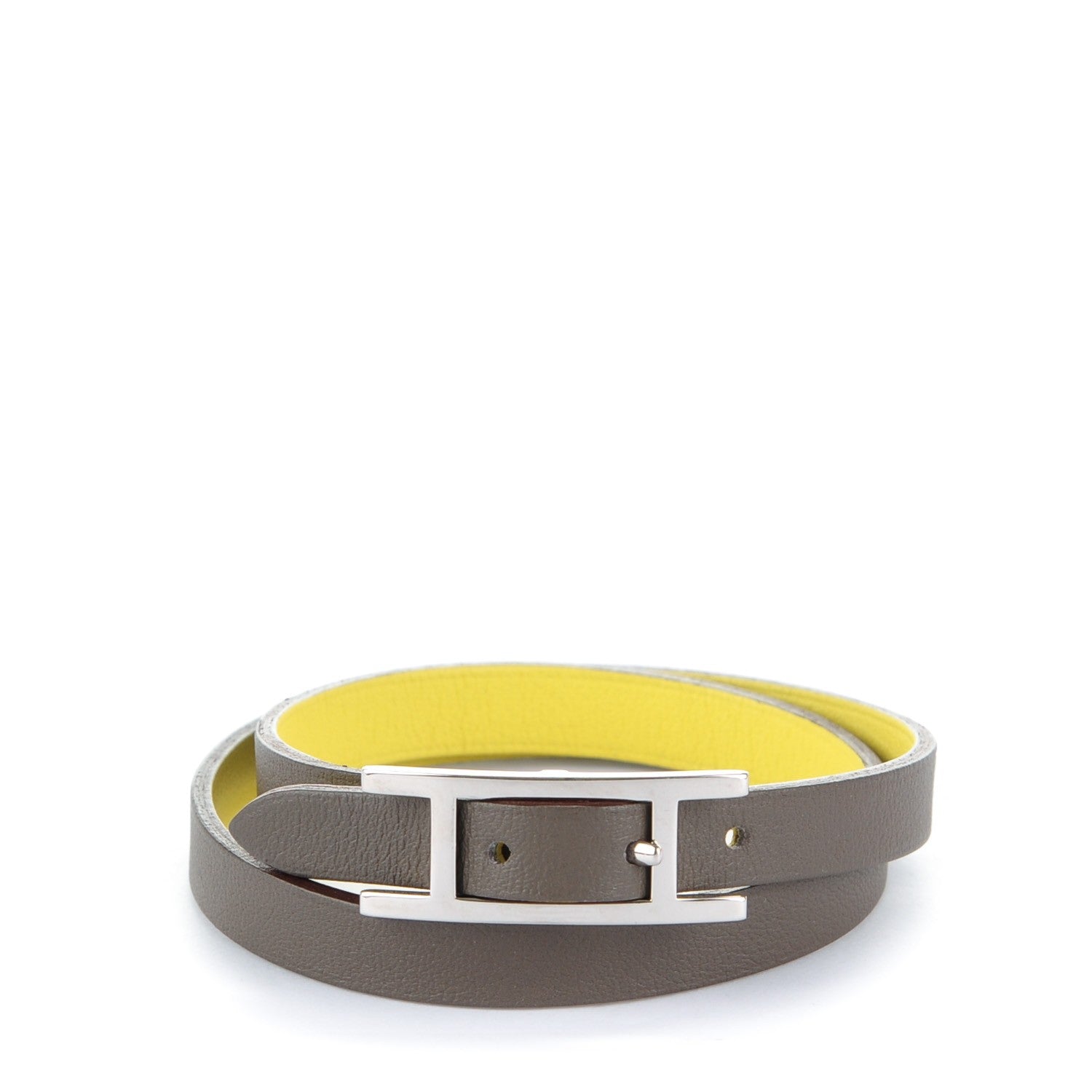 Hermes Swift Behapi Double Tour Reversible Bracelet Small Soufre Etain 1 of 6
