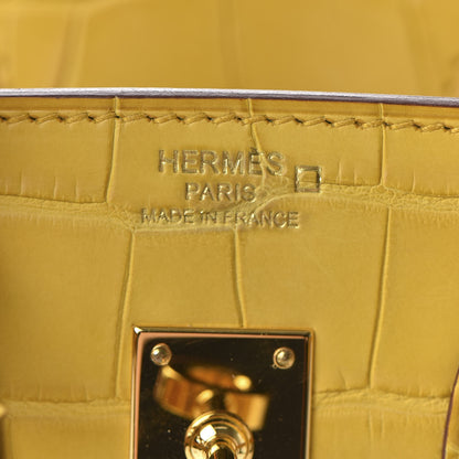 Hermes Matte Alligator Birkin 25 Jaune Ambre 22 of 33
