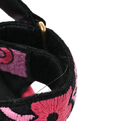 Christian Dior Canvas Embroidered Velvet Jardin Indien 10mm D-Wave Sandals 39 Pink Multicolor 11 of 13