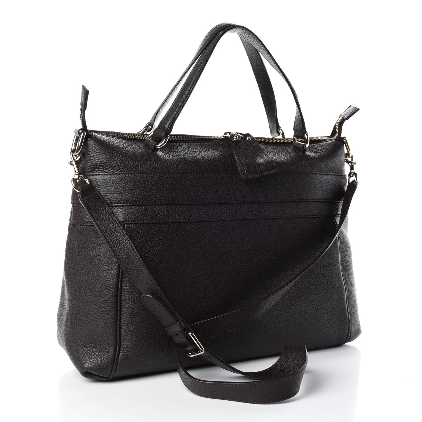 Pebbled Calfskin Broadway Tote Dark Brown